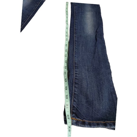 VTG Guess Ladies 24 Lowrise Skinny Straight Leg Blue Distressed Denim Jeans - Picture 8 of 9